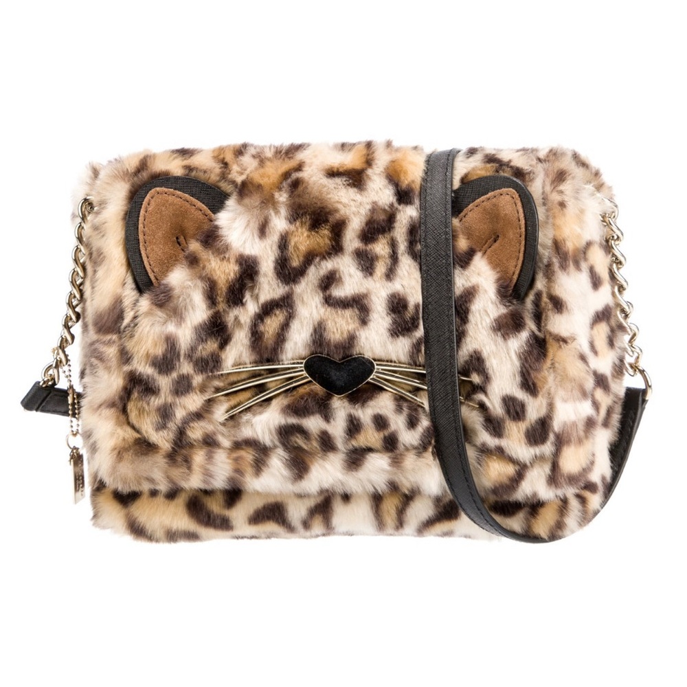 Kate Spade Run Wild Leopard Print Faux Fur Muff Cat Crossbody Bag - Picture 16 of 16